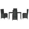vidaXL Garten Essgruppe mit Kissen 5 pcs Schwarz Poly-Rattan