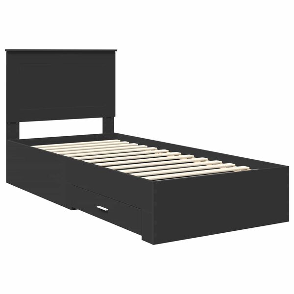 vidaXL Bettrahmen Schwarz und Silber 75 x 190 cm Holzwerkstoff