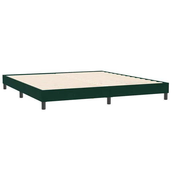 vidaXL Boxspringbett mit Matratze Dunkelgr&uuml;n 180x210 cm Samt