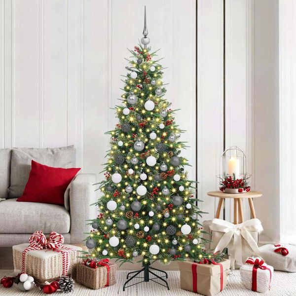 vidaXL K&uuml;nstlicher klappbarer Weihnachtsbaum Gr&uuml;n 180 cm PE und PVC