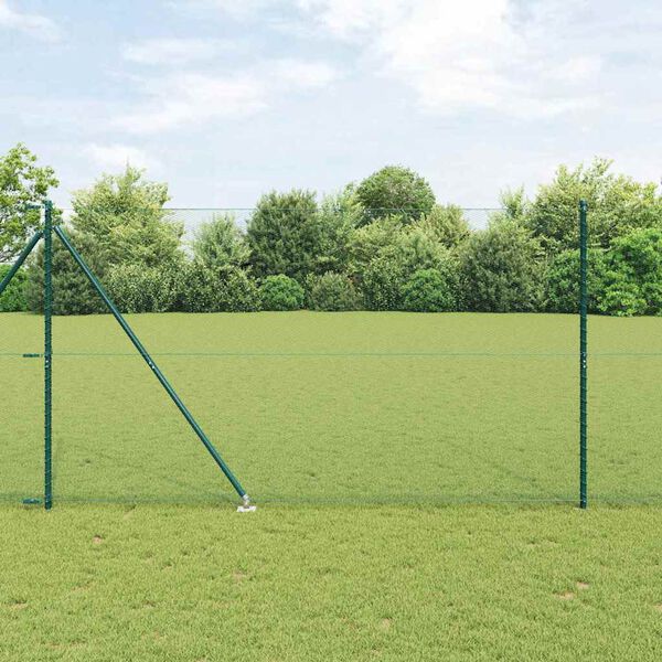 vidaXL Zaunpfosten Gr&uuml;n 50 x 1,5 m (13 mm Maschen) Stahl und PVC