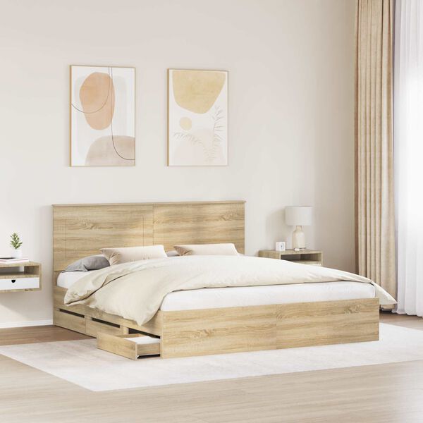 vidaXL Bettrahmen Sonoma-Eiche 180 x 200 cm Ingenieurs Holz