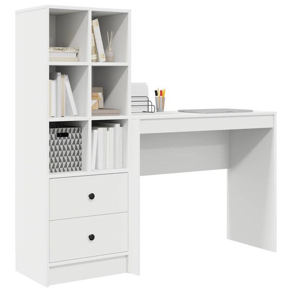 vidaXL Schreibtisch mit Schubladen 2 pcs Wei&szlig;