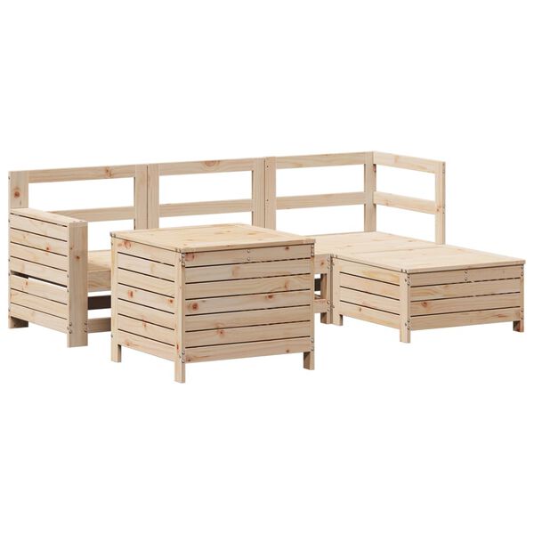 vidaXL 5-tlg. Garten-Sofagarnitur Massivholz Kiefer