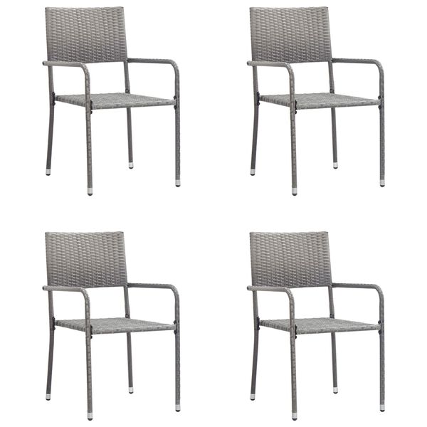 vidaXL 5-tlg. Garten-Essgruppe Poly Rattan Grau