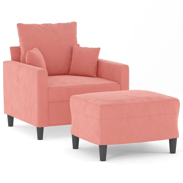 vidaXL Sessel mit Hocker Rosa 60 cm Samt