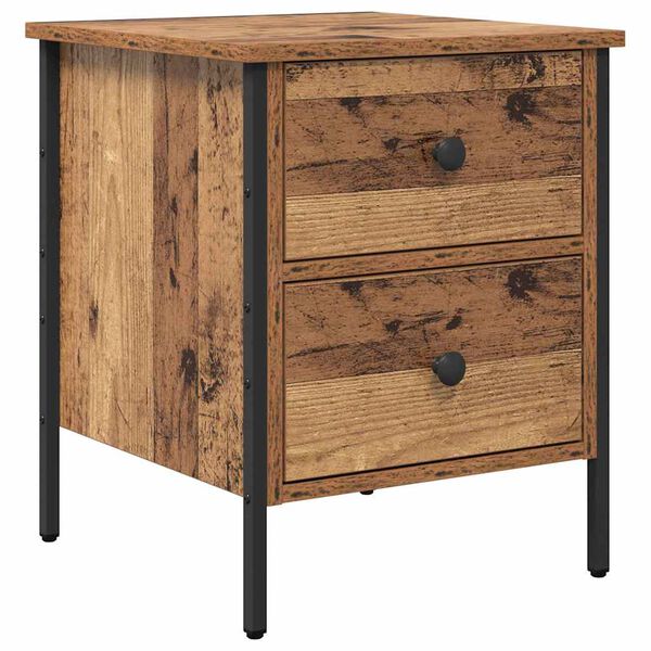 vidaXL Nachttisch Altholz 40 x 42 x 50 cm Schichtholz und Metall