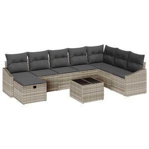 vidaXL Gartensofa-set mit Kissen mit Speicher 9 pcs Poly-Rattan