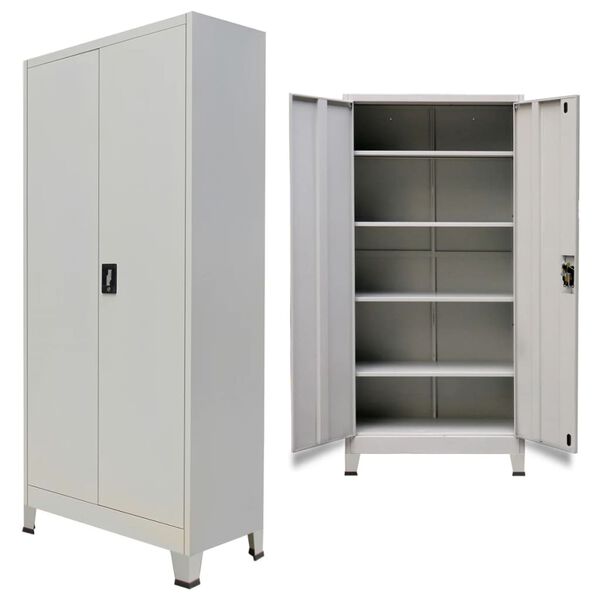 vidaXL B&uuml;roschrank mit 2 T&uuml;ren Stahl 90x40x180 cm Grau