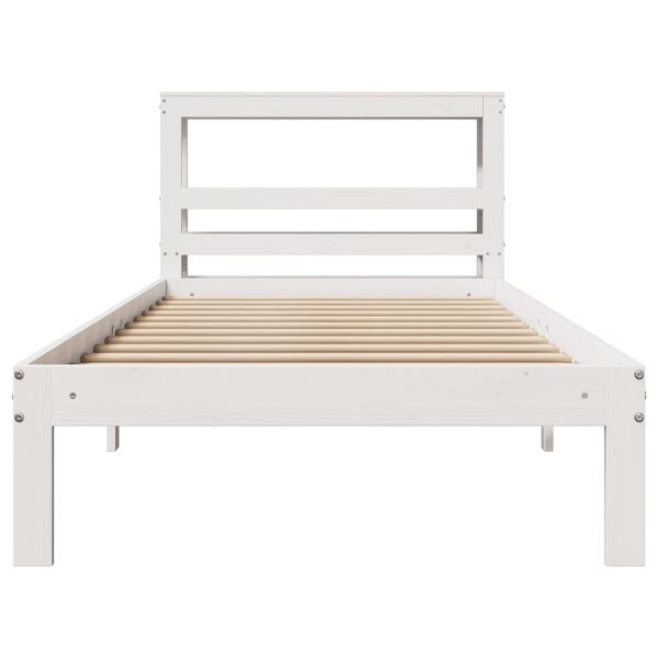 vidaXL Bettgestell mit Kopfteil ohne Matratze Wei&szlig; 75x190 cm