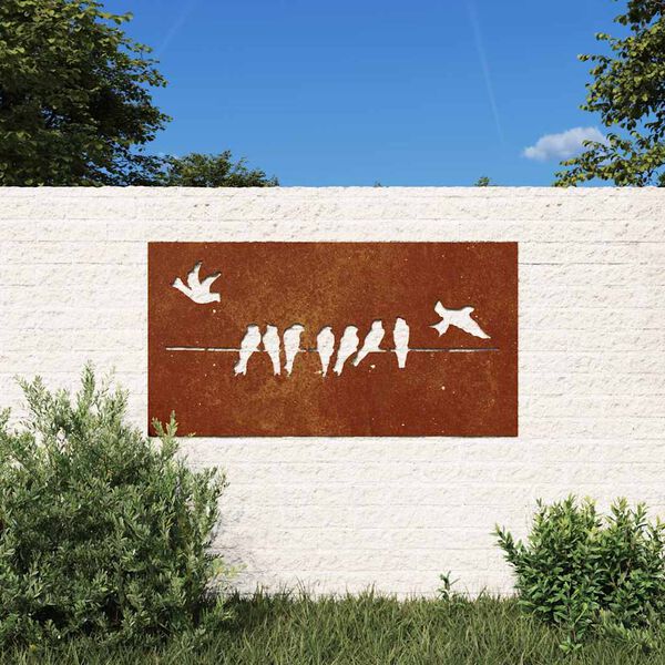 vidaXL Garten-Wanddeko 105x55 cm Cortenstahl Vogel-Design