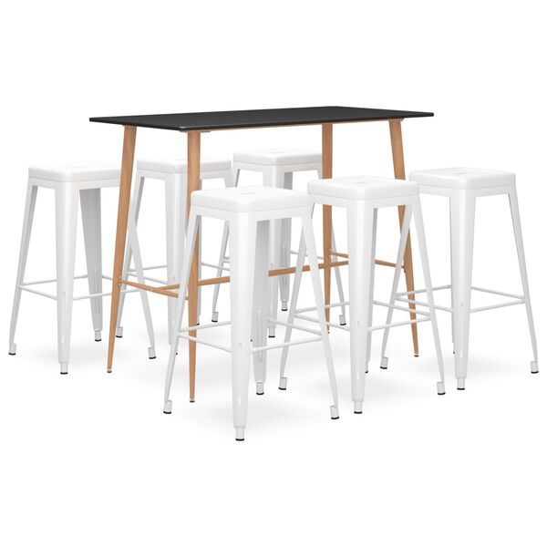 vidaXL 7-tlg. Bar-Set Schwarz und Wei&szlig;