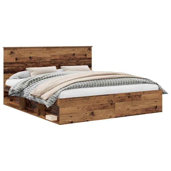 vidaXL Bettrahmen Altholz 200 x 200 cm Massives Kiefernholz