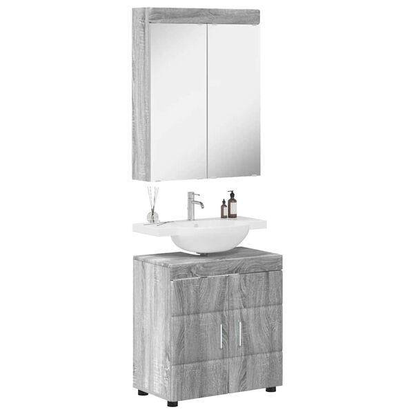 vidaXL Badezimmerm&ouml;bel-Set mit Regal TULUM Graues Sonoma Holzwerkstoff