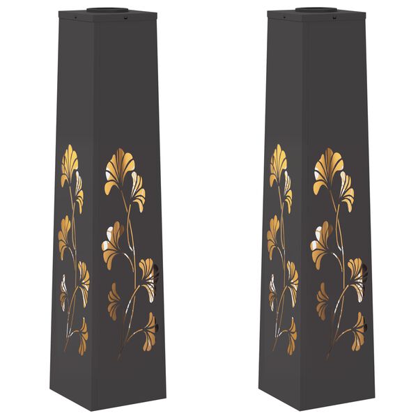 vidaXL Solar LED Weg Licht 2 pcs Schwarz Kalt gewalzter Stahl