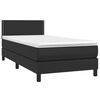 vidaXL Boxspringbett mit Matratze & LED Schwarz 80x200 cm Kunstleder