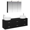 vidaXL Badezimmerm&ouml;bel-Set 4 pcs Schwarze Eiche Ingenieurholz und Glas