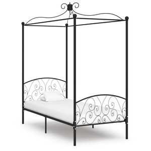 vidaXL Himmelbett-Gestell Schwarz Metall 90 x 200 cm