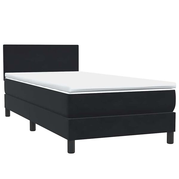 vidaXL Boxspringbett mit Matratze Schwarz 90x210 cm Samt