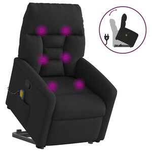 vidaXL Massagesessel mit Aufstehhilfe Schwarz Stoff