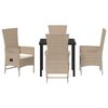 vidaXL Garten Essgruppe mit Kissen 5 pcs Beige Poly-Rattan