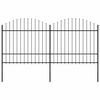 vidaXL Gartenzaun mit Speerspitze Stahl 337 x 175 cm Schwarz