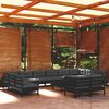 vidaXL 13-tlg. Garten-Lounge-Set mit Kissen Schwarz Kiefernholz