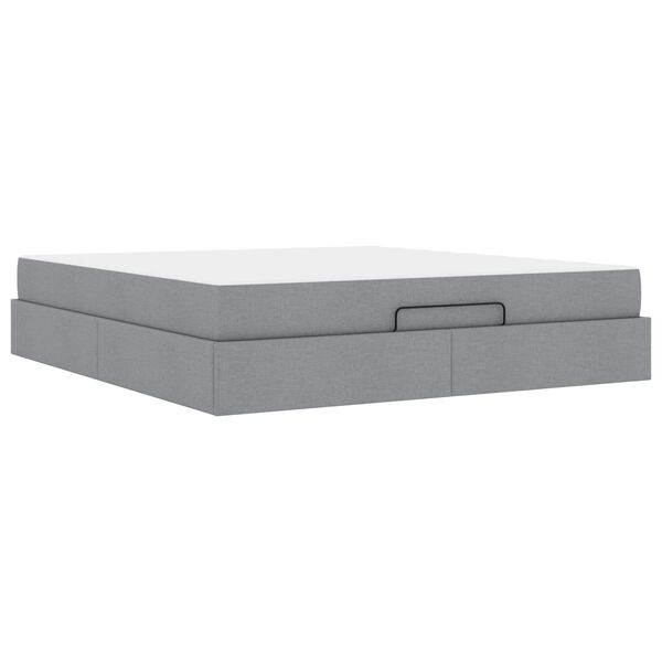 vidaXL Bettgestell mit Matratze mit Matratze 2 pcs Hellgrau Stoff