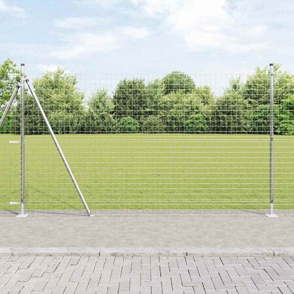 vidaXL Zaunpfosten 7 pcs Silber Stahl