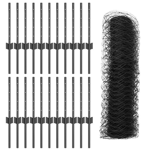 vidaXL Zaun mit Pfosten Grau 0,4 x 50 m Stahl und PVC