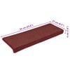 vidaXL Stufenmatten 15 Stk. 65x21x4 cm Bordeaux Rechteckiger Rand