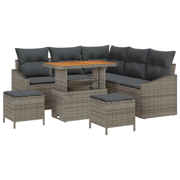 vidaXL Gartensofa-set mit Kissen 8 pcs Grau Poly-Rattan