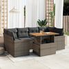 vidaXL 7-tlg. Garten-Sofagarnitur mit Kissen Grau Poly Rattan