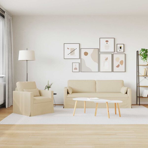 vidaXL Sofa 2 pcs Creme