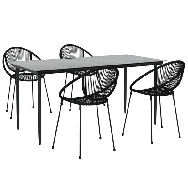 vidaXL 5-tlg. Garten-Essgruppe Schwarz PVC Rattan