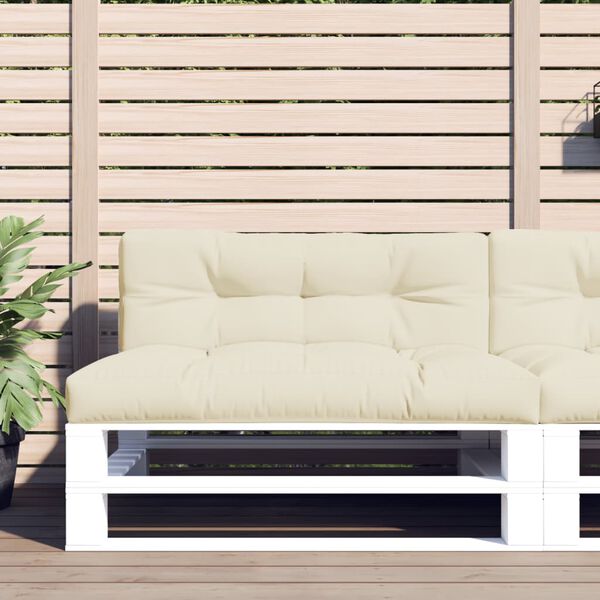 vidaXL Palettenkissen 2-tlg. Creme Stoff