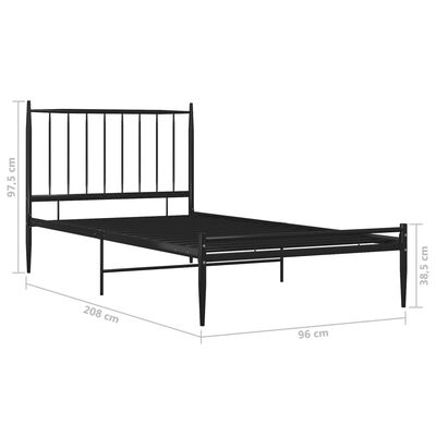 vidaXL Bett Schwarz Metall 90x200 cm