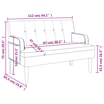 vidaXL Sitzbank mit Rückenlehne Braun 112x65,5x75 cm Kunstleder