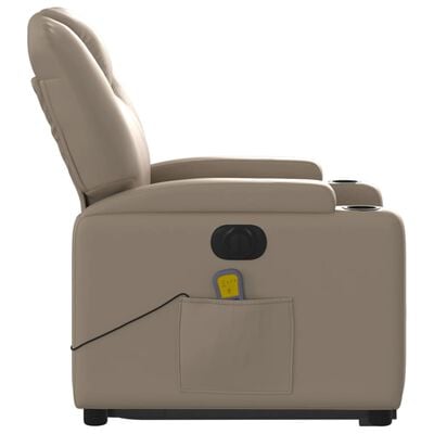 vidaXL Massagesessel mit Aufstehhilfe Elektrisch Cappuccino Kunstleder