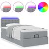 vidaXL Ottomane Bett mit Matratze & LEDs Hellgrau 90x200 cm Stoff