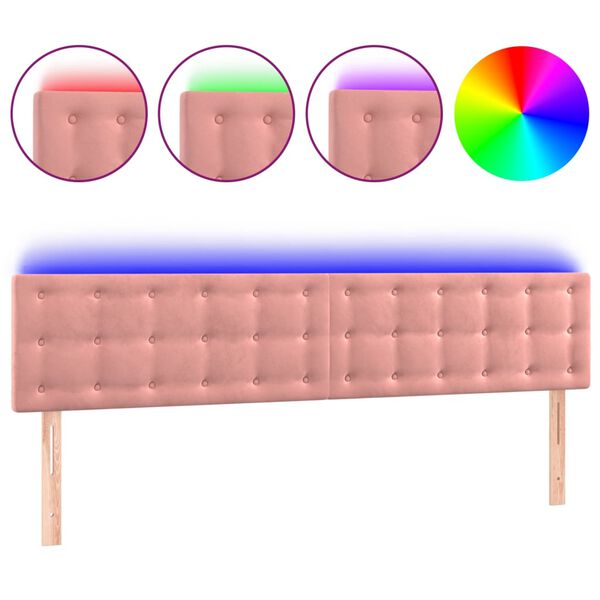 vidaXL LED Kopfteil Rosa 160x5x78/88 cm Samt