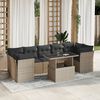 vidaXL 8-tlg. Garten-Sofagarnitur mit Kissen Hellgrau Poly Rattan