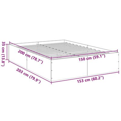 vidaXL Bettgestell Braun Eichen-Optik 150x200 cm Holzwerkstoff