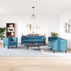 vidaXL 3-tlg. Chesterfield-Sofa-Set mit Nackenrollen Blau Samt