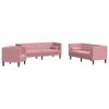 vidaXL 3-tlg. Chesterfield-Sofa-Set mit Nackenrollen Rosa Samt