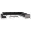 vidaXL 12-tlg. Garten-Lounge-Set mit Kissen Poly Rattan Dunkelgrau