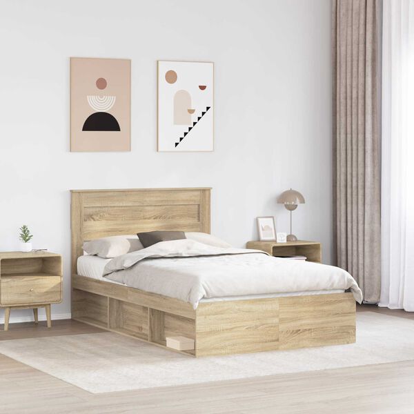 vidaXL Bettrahmen Sonoma 120 x 190 cm Massives Kiefernholz