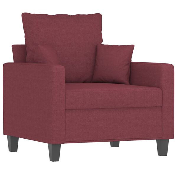 vidaXL 3-tlg. Sofagarnitur mit Kissen Weinrot Stoff