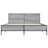 vidaXL Bettgestell Grau Sonoma 150x200 cm Holzwerkstoff und Metall