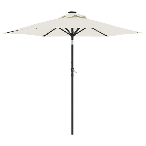 vidaXL Sonnenschirm mit LED und Stahlmast Wei&szlig; 225x225x212 cm